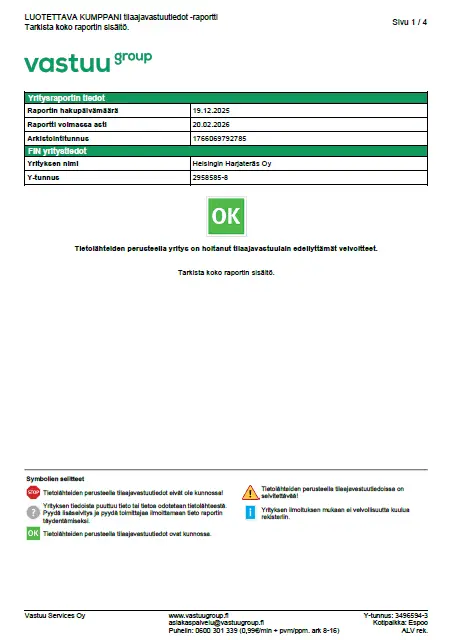Tilaajavastuuraportti Helsingin Harjateras 2025